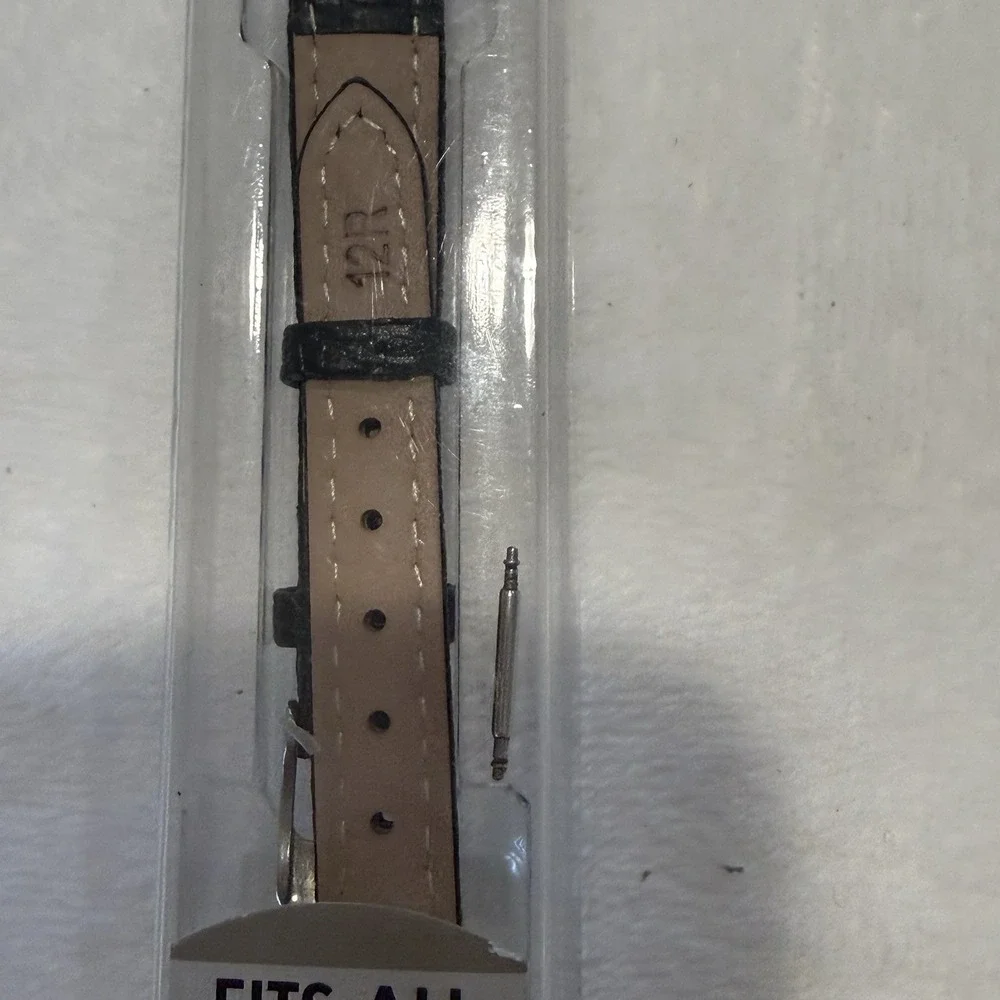 NOS Kreisler 12mm Genuine Leather Watch Band Black Croc Grain TX49712BK 12R